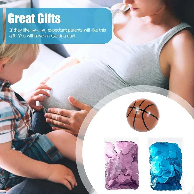 Gender Reveal Powder Basketball with Blue & Pink Exploding Sequins Kit Baby Boys Girls Ultimate Party Gift Decorations Supplies