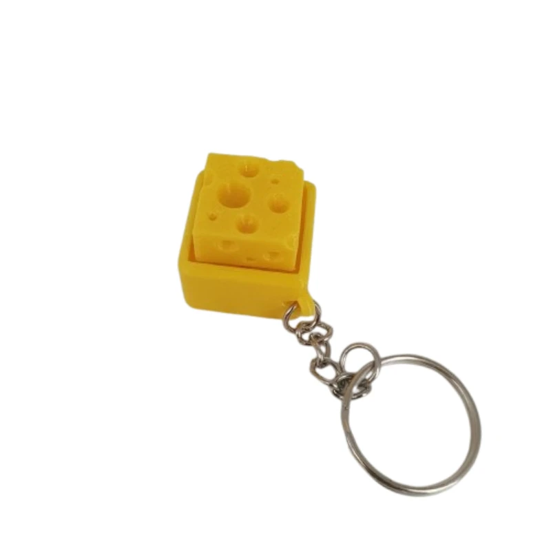 Mini Cheese KeyChain Keyboard Stress Relief Fidget Button Cheese Keycap Fidget Clicker Keyboard Keychain Pendant Finger Toys