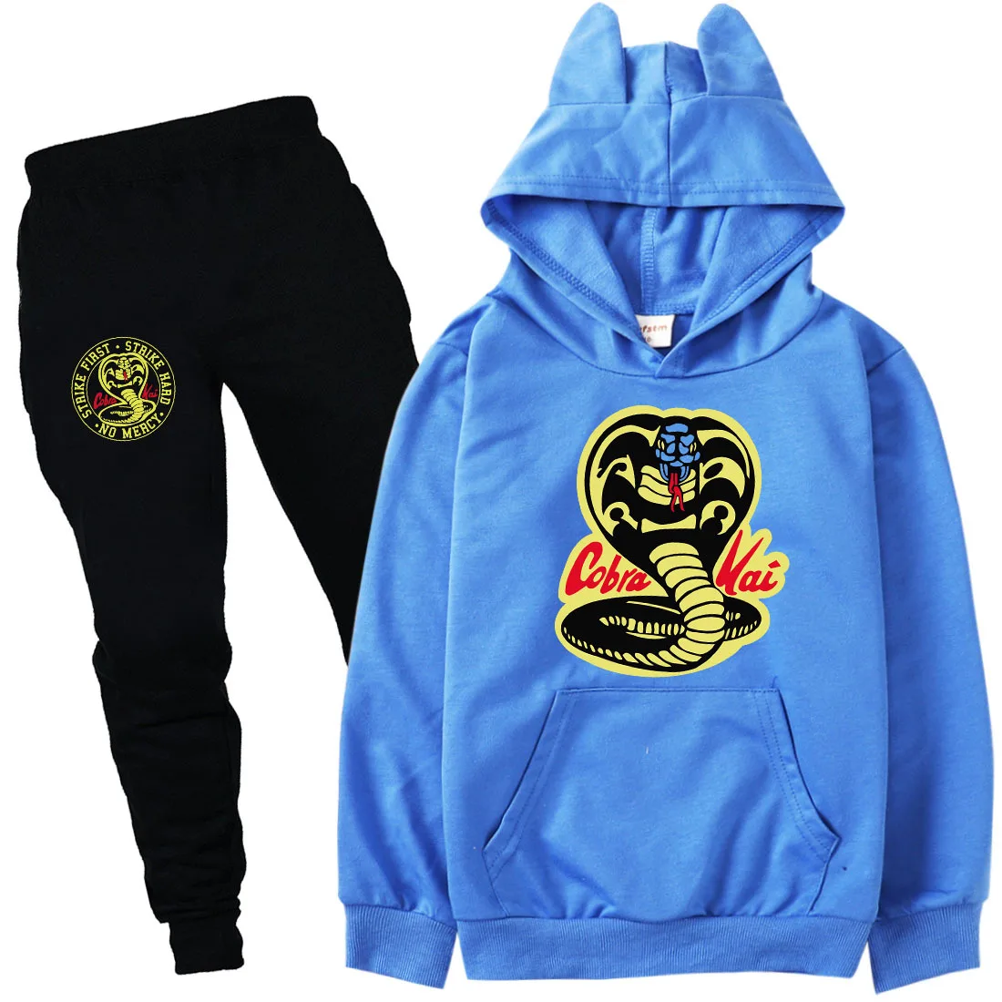 Spring Fall New Cobra Kai Hoodie Suit Cotton Kids Hoodie And Pant Two-piece Children Clothing Set 2-16 Years Girl Boys Clothes