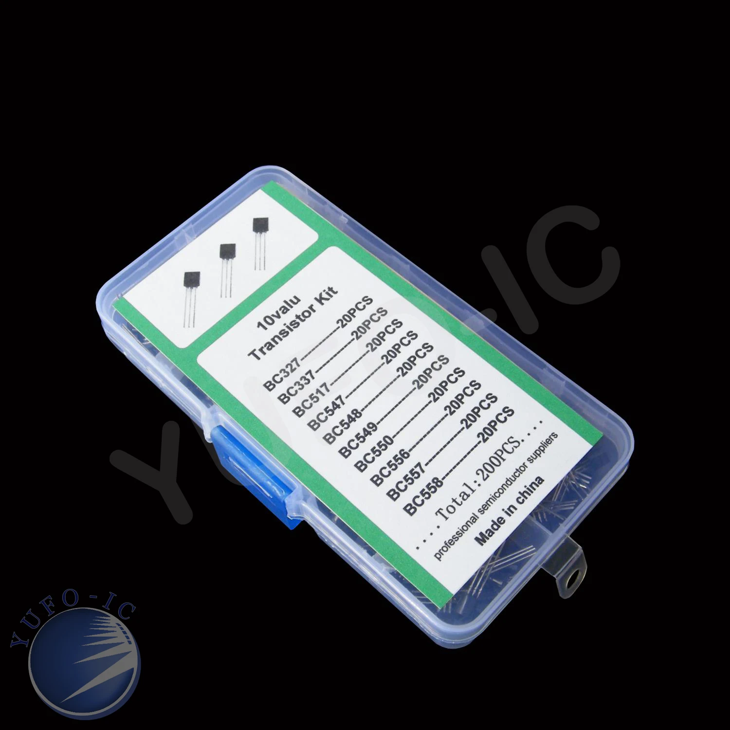 10 Values * 20pc=200pcs Transistor Kit Box Set BC327 BC337 BC517 BC547 BC548 BC549 BC550 BC556 BC557 BC558 Diode Assort Mix Pack