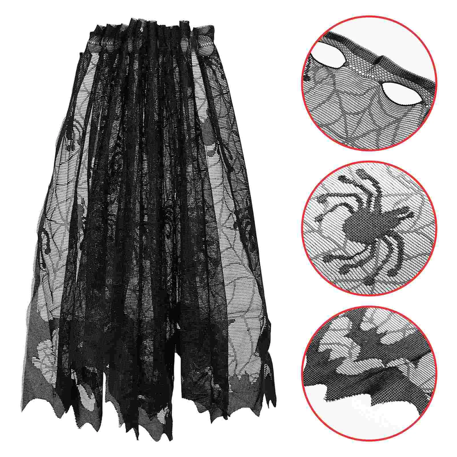 Living Room Spiders Curtains Halloween Door Cover Fabric Decorations Indoor Black Web Window Household