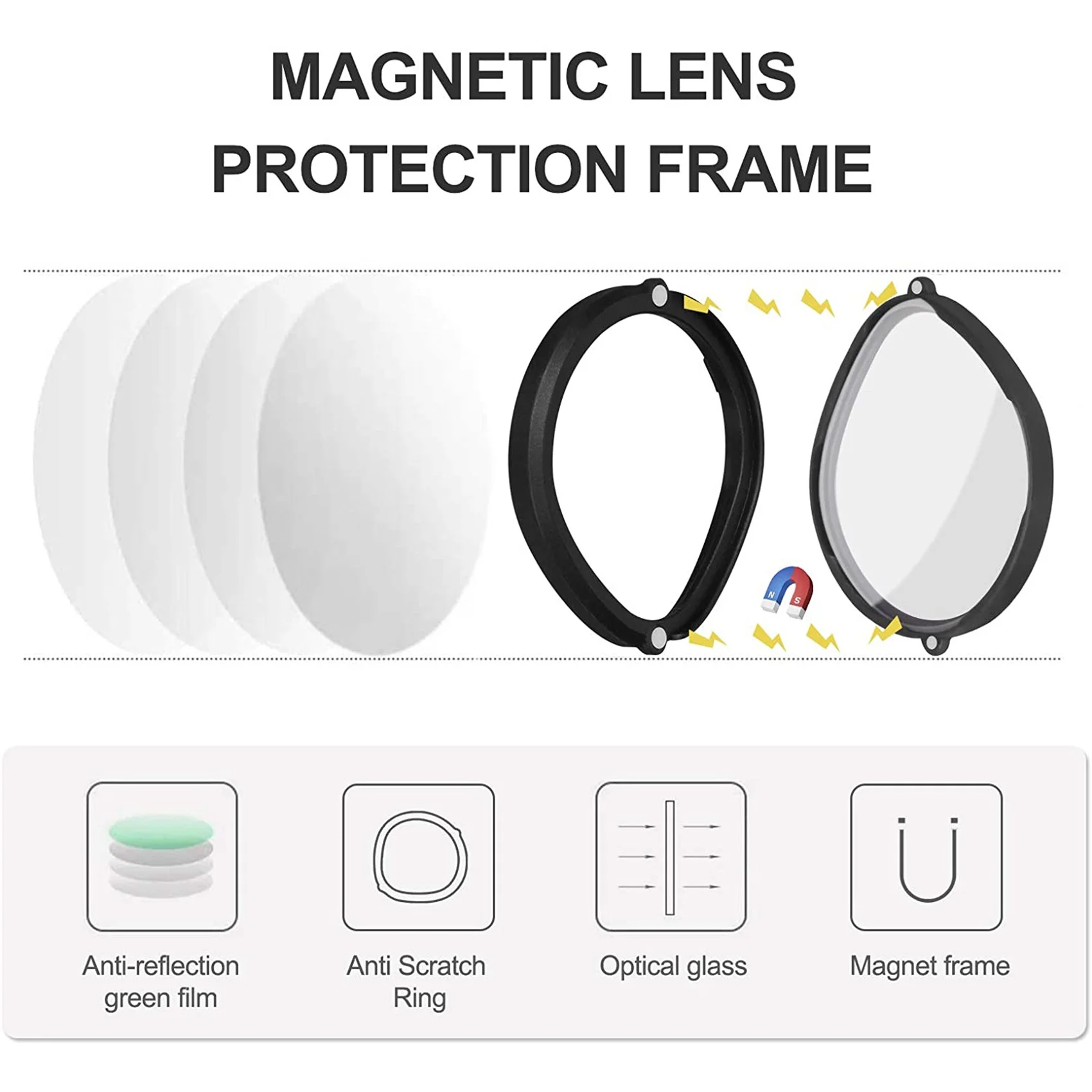 Cadre de lunettes magnétique pour Oculus Quest 2 VR, démontage rapide, clip de protection de l'objectif, lunettes VR (sans lentille)