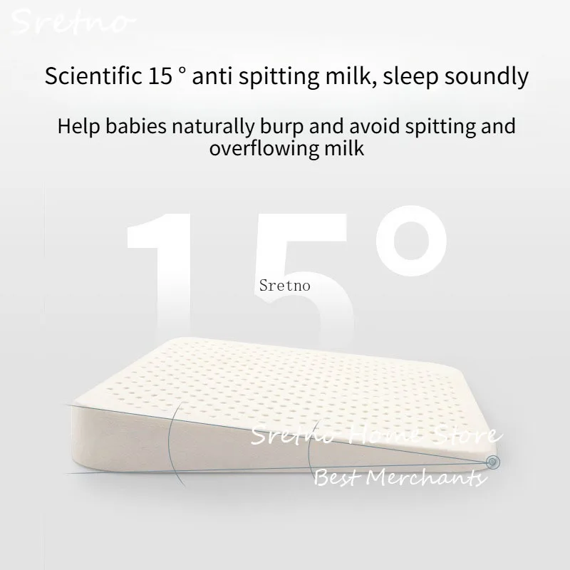 

SRETNO Natural Latex Slope Pad Pillow for Baby Anti Spitting Milk Pad,Sleeping on The Side Pregnant Woman Lying Down Feeding Pad