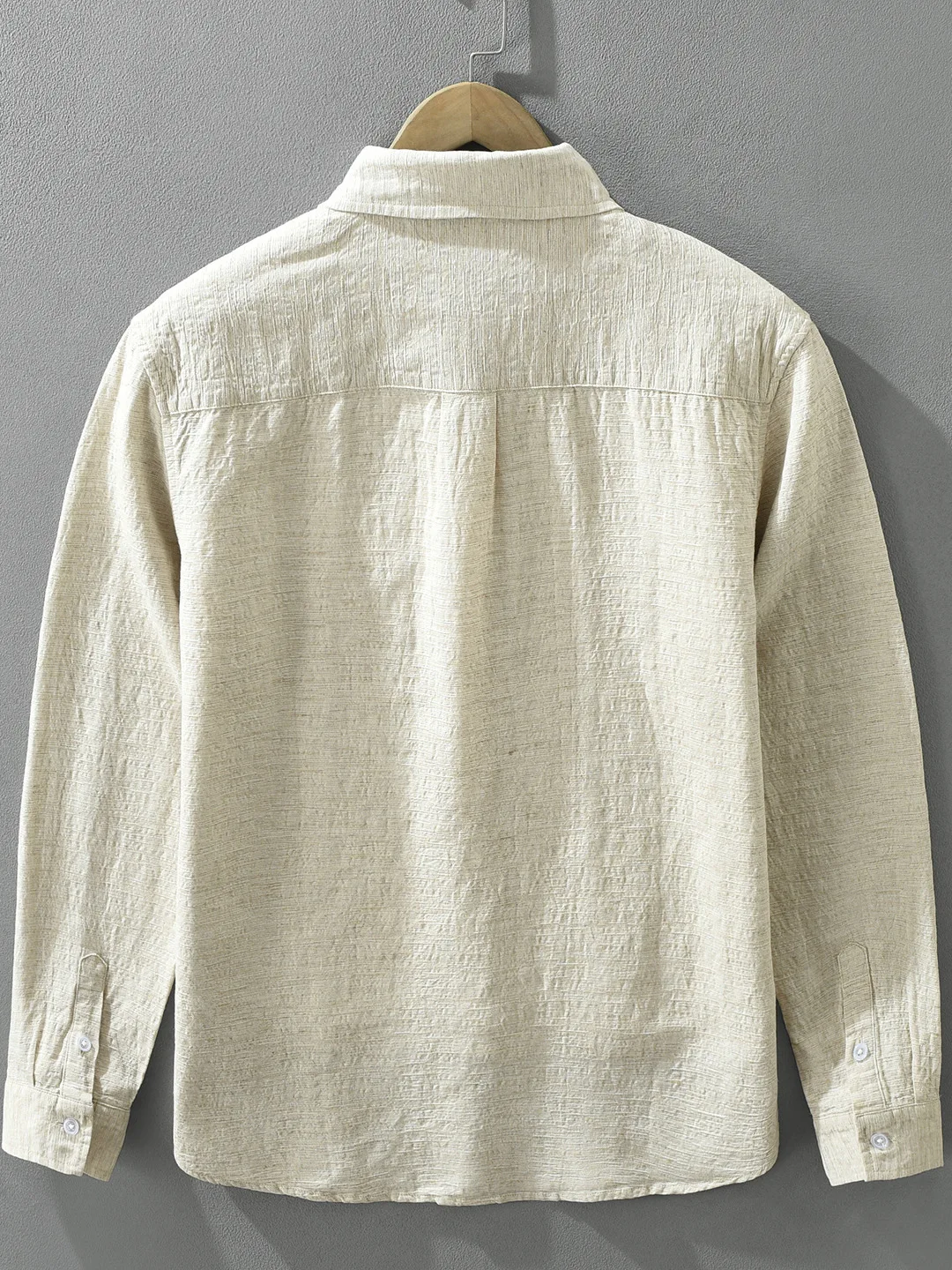 Casual Cotton Linen Long Sleeve Shirt Men's Autumn Textured Trendy Breathable Linen Shirt Collared Vintage Wind Wrinkle