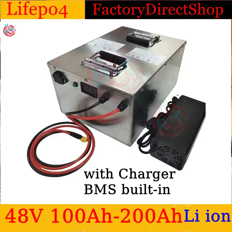 48V 100Ah 200Ah Lithium battery for 18kw 10kw inverter solar panels telecommunication Forklift ups+Charger