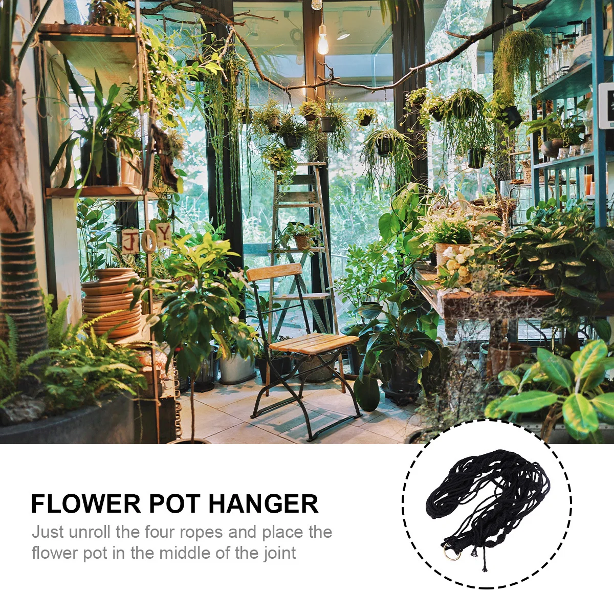 

2 шт., вешалка для растений ручной работы, хлопковая нить, прочная, экологически чистая, подходит для цветочных горшков, украшение для дома и офиса, черный цвет