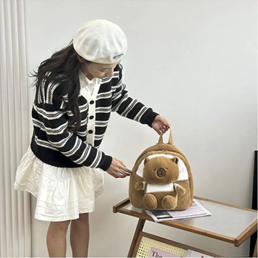 Grote capaciteit capibara pluche rugzak grote capaciteit dier cartoon capibara crossbody tas mode schattige capibara pluche tas