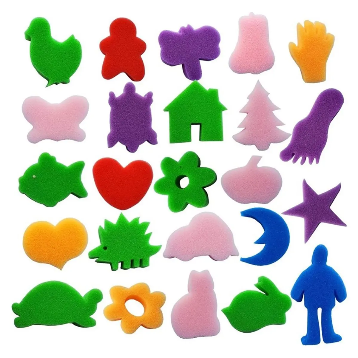 Home Tool 53 Pcs Paint Sponge Brush Set for Kids, Art Tool Kits with Animal Shapes, DIY Crafts and Drawing Sponges