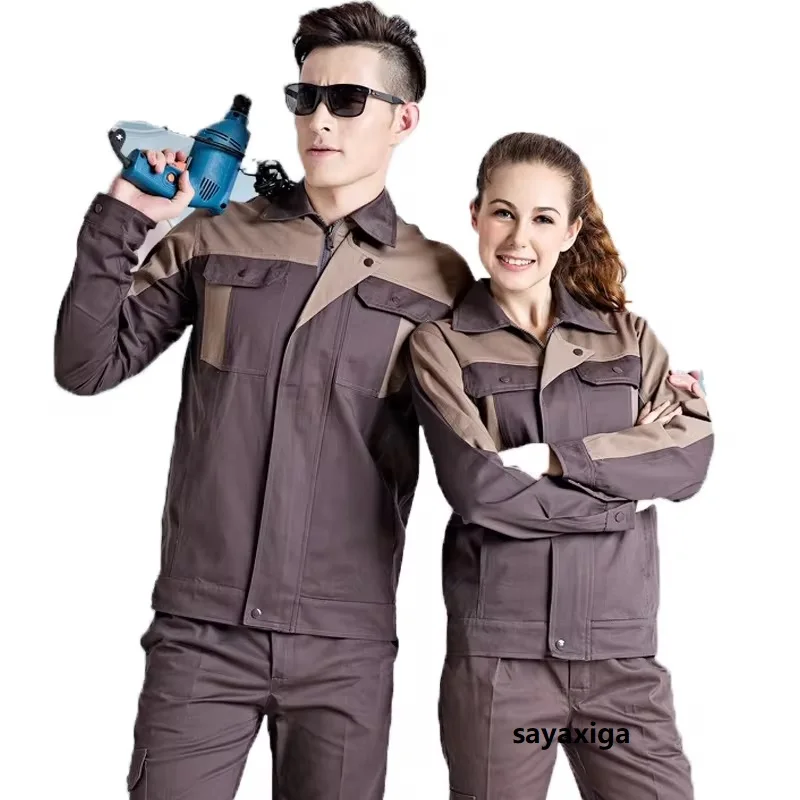 Cotton Welding Suits Fashion Work Clothing Jacket Pants Canvas Wear Resistant Auto Repair Mechanics Workshop Uniform Coveralls