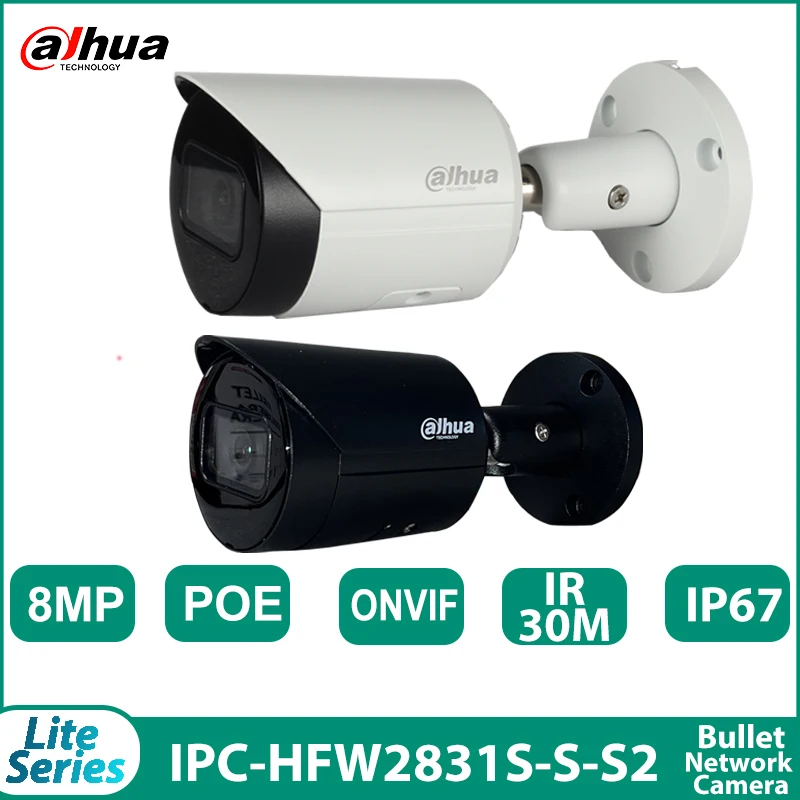 Dahua IPC-HFW2831S-S-S2 8MP 4K Mini Bullet IP Camera Smart Detection Home Security Protection Starlight HD SD Card PoE