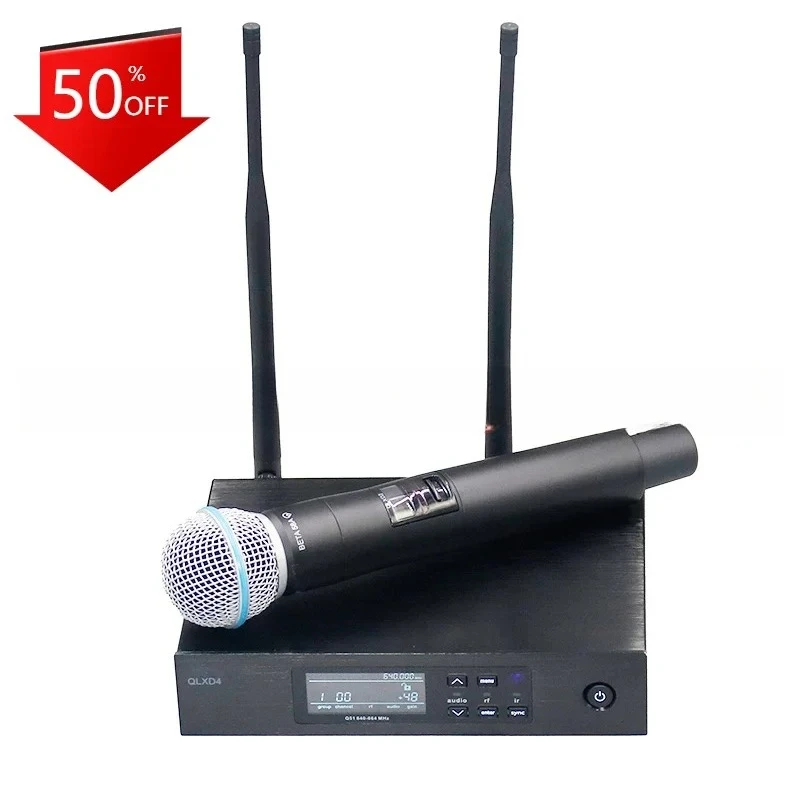 

QLXD4 BETA58 UHF True Diversity Беспроводная микрофонная система с петличной гарнитурой для выступления на сцене караоке