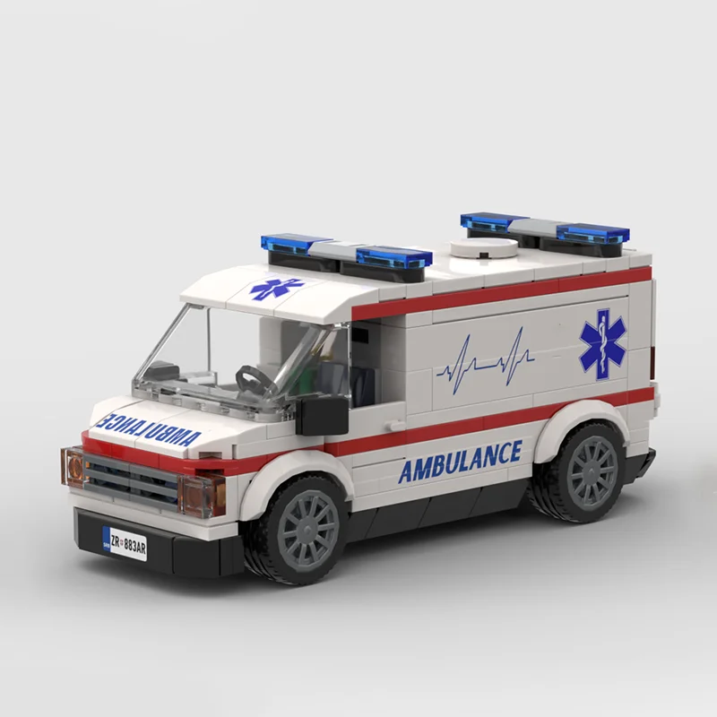 City Cars Model Moc Building Bricks Modular Medical Service Ambulance Technology Blocks Christmas DIY Toy Construction Gifts