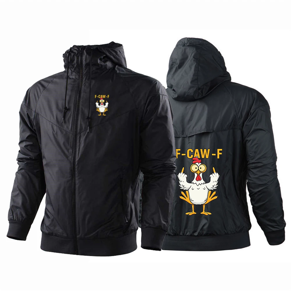 

Мужская ветровка F Caw F с принтом курицы, новая коллекция 2026 года, весна-осень, пятицветная, в стиле Харадзюку, модная куртка на молнии, топы