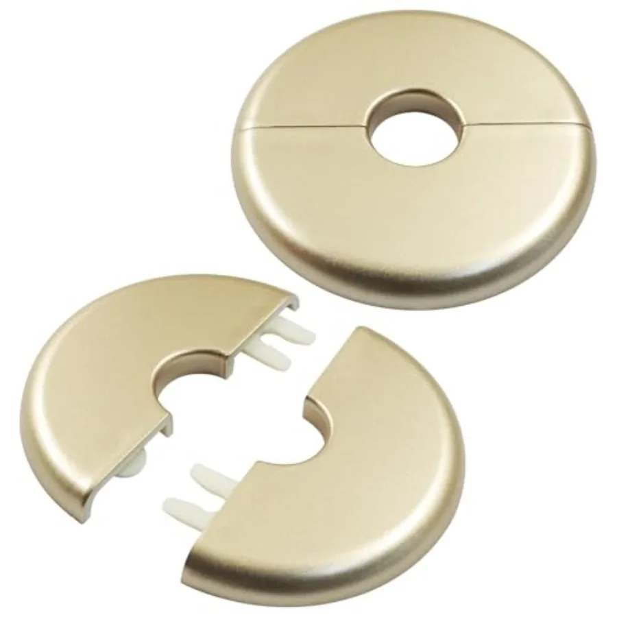 

2 Pack Wall Split Flange, 17mm Self Adhesive Plumbing Cover Plates, ABS Round Escutcheon for Water Pipe Decoration