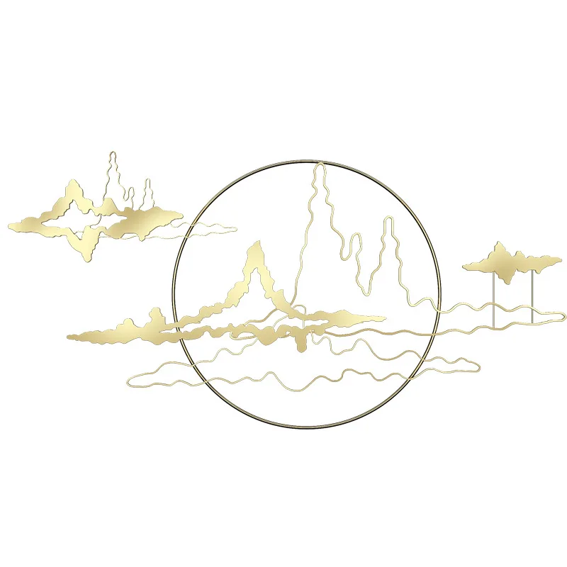 

New Chinese style, creative, gold, mountain shadow wall, decoration, metal