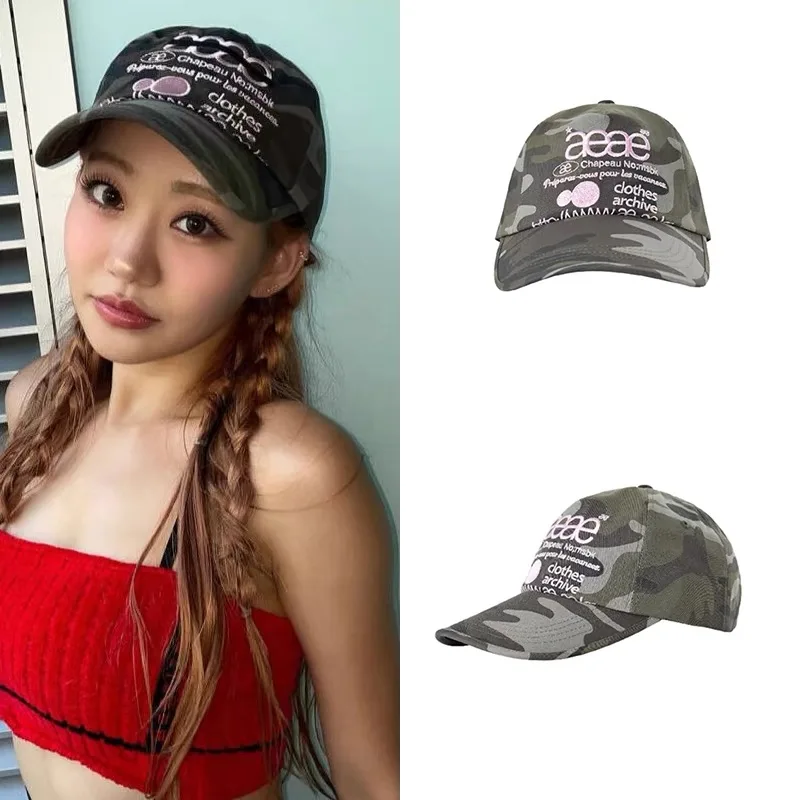 Selected Recommend South Korea AEAE  Camouflage Letters Embroider Men and Women Same Sle Baseball Cap