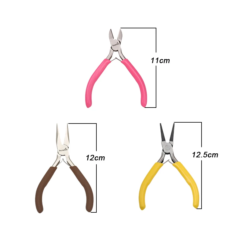 Ensemble de pinces pour la fabrication de bijoux, nez aiguille, nez de chaîne, nez rond et coupe-fil, parfait pour la réparation de bijoux, emballage de fil, 3 pièces