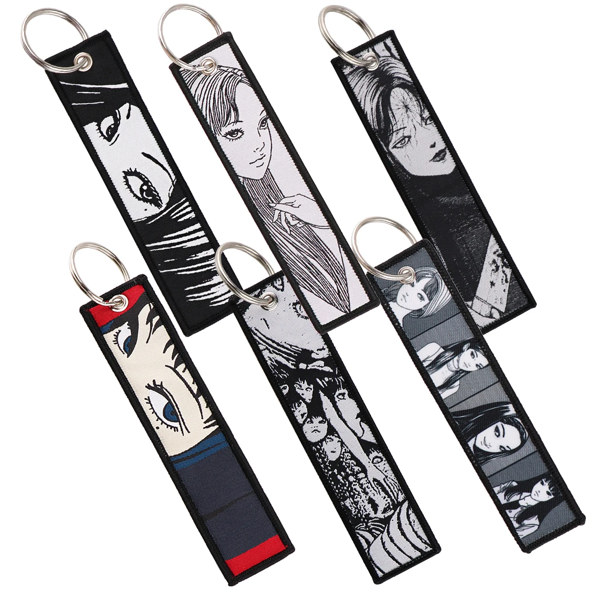 Horror Anime Key Tag Embroidery Key Fobs Keychain For Car Keys Key Ring Holder Jewelry Accessories Backpack Chaveiro