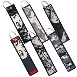 Horror Anime Key Tag Embroidery Key Fobs Keychain For Car Keys Key Ring Holder Jewelry Accessories Backpack Chaveiro