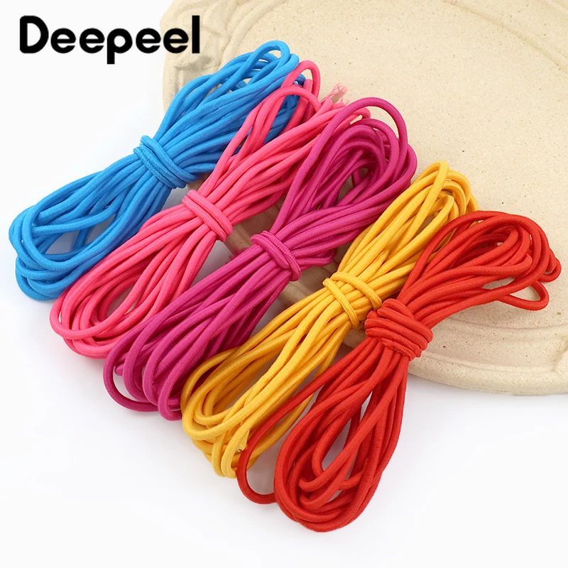 

5/10/20M 5mm Colorful Round Rubber Bands Headwear Hat Decor Elastic Band Spring Cord Bag Garment Stretch Tape Sewing Accessories