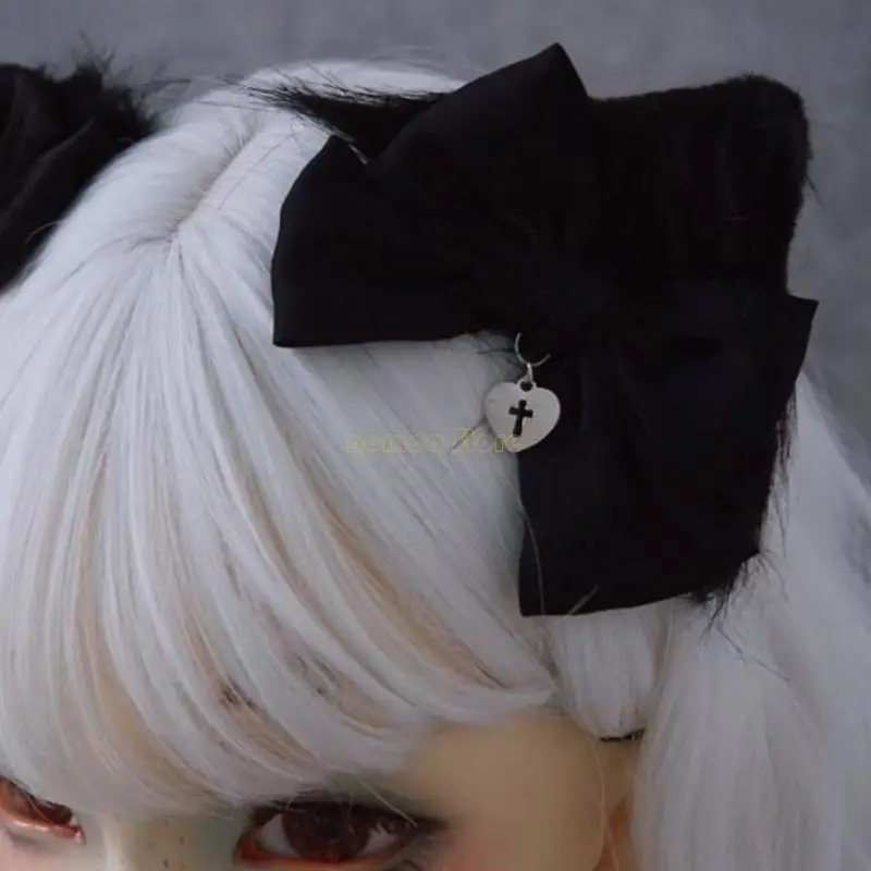

31BF Hairpin Black Bows Hair Clip Bows Barrettes Big Bows Hairpin JK Hair Clip
