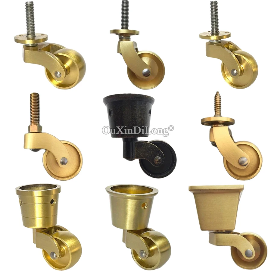 4PCS 1.25'' Large Brass Wheel Universal Furniture Castors Table Chair Sofa Couch Piano Feet Leg Furniture Rollers Swivel Casters