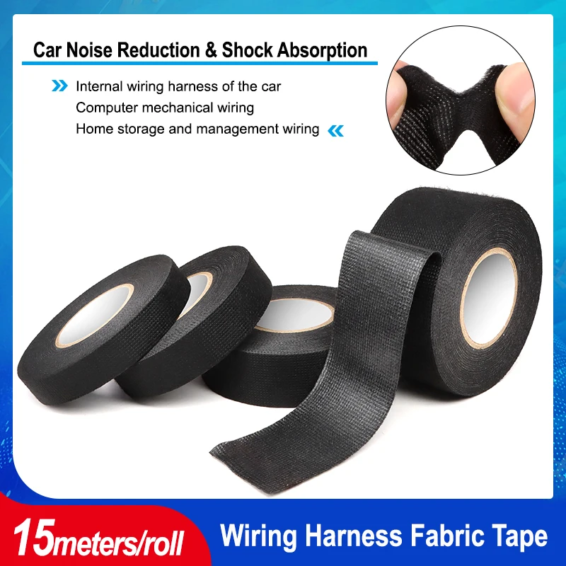 9 ~ 50mm Electrical Tape Heat-resistant Harness Bundle Insulation Auto Wiring Fabric Cloth Wrap Cable Organizer Adhesive Tapes