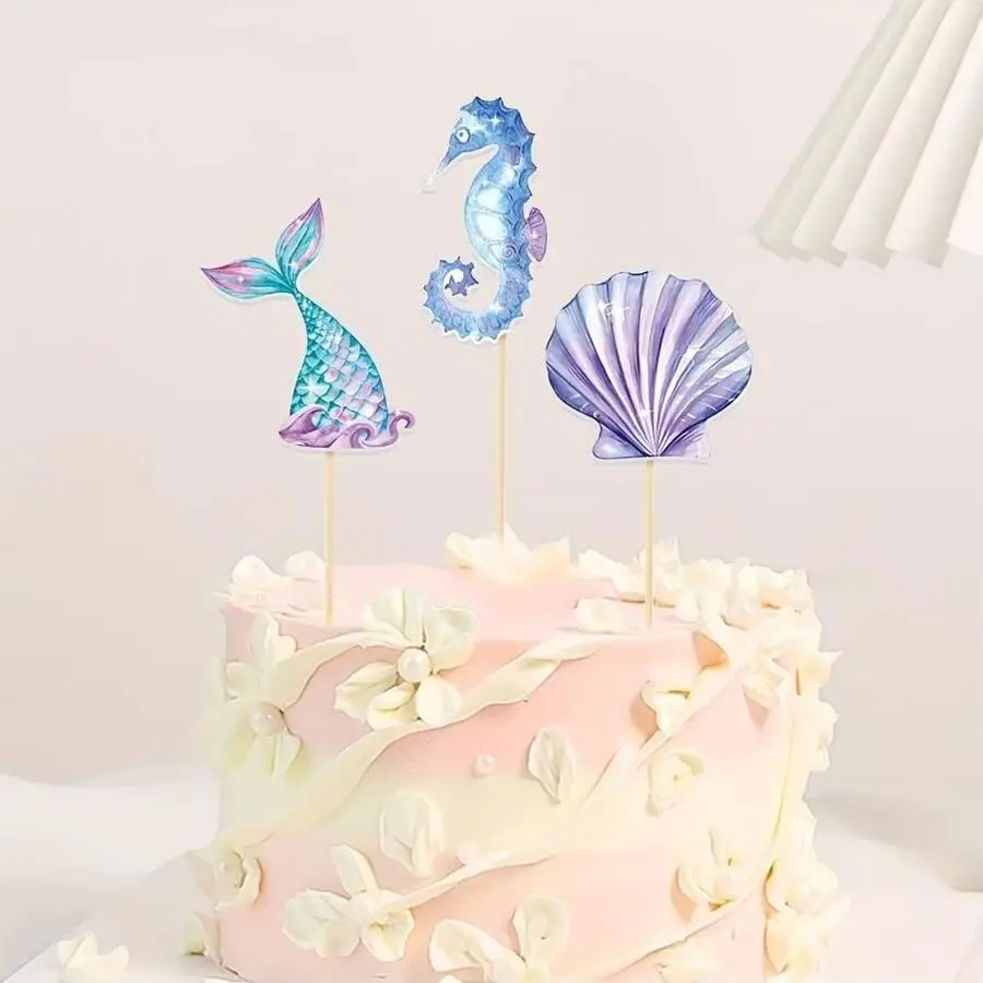 6pcs, Mermaid Birthday Party Decorations Cake Toppers, Cupcake Toppers, Party Decoration Supplies
