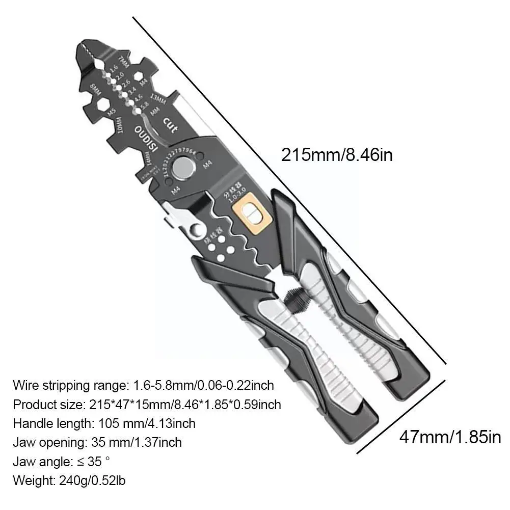 Multifunctional Electrician Pliers Long Nose Pliers Tools Cutter Terminal Wire Crimping Stripper Cable Hand B5r2