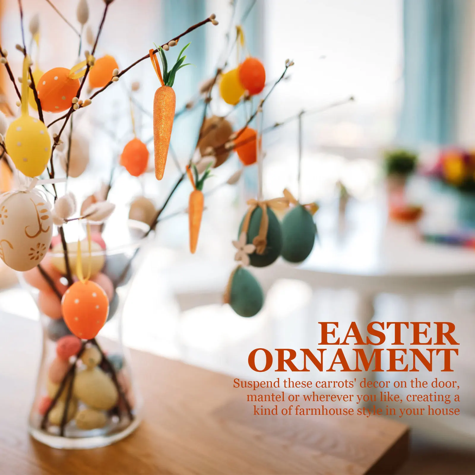 

12Pcs Carrot Ornament Easter Party Hanging Decor Creative Festival Decoration Farmhouse Style Accent Easter Decor