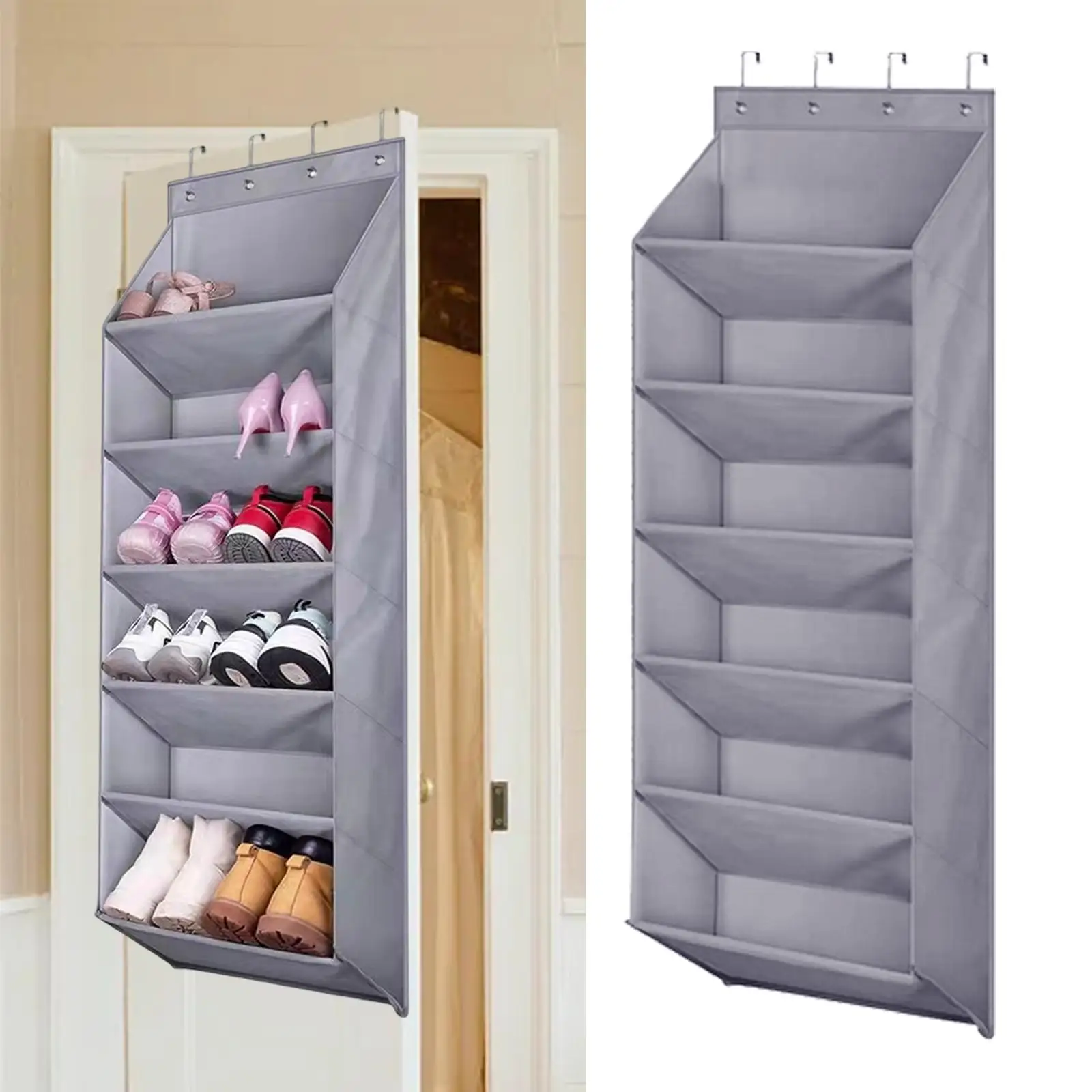 Hanging Shoe Rack 6 Tier Large Deep Pockets Door Shoe Rack for 14 Pair Boots