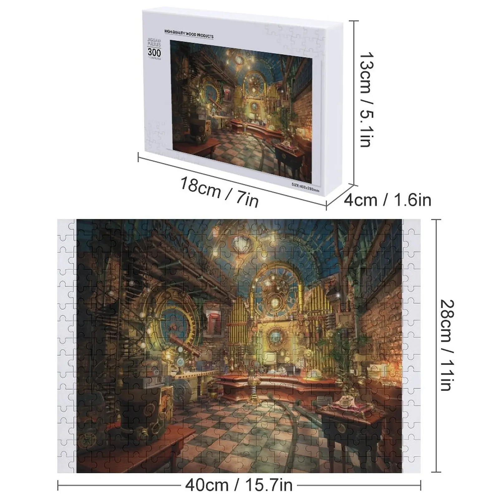 Surrealistyczna Steampunkowa Sala Muzyczna z Puzzle Fonebook z Personalizowanym Zdjęciem, Drewniane Dekoracje, Obrazy, Puzzle