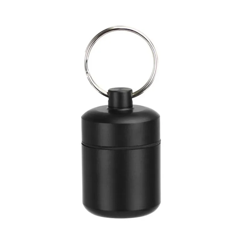 Mini Waterproof Aluminum Alloy Pill Box Case Bottle Camping Drug Holder Container Keychain Medicine Box