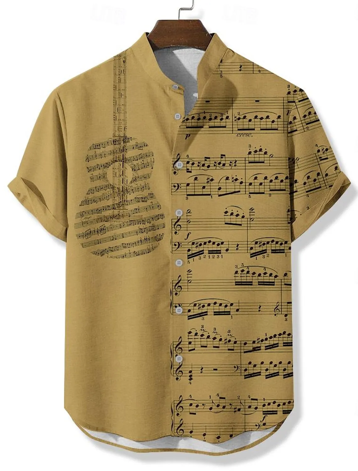 Music Guitar Vintage Casual Men's Shirt Button Up Shirt Party Evening Daily Vacation Summer Short Sleeve tops Polyester Shirt