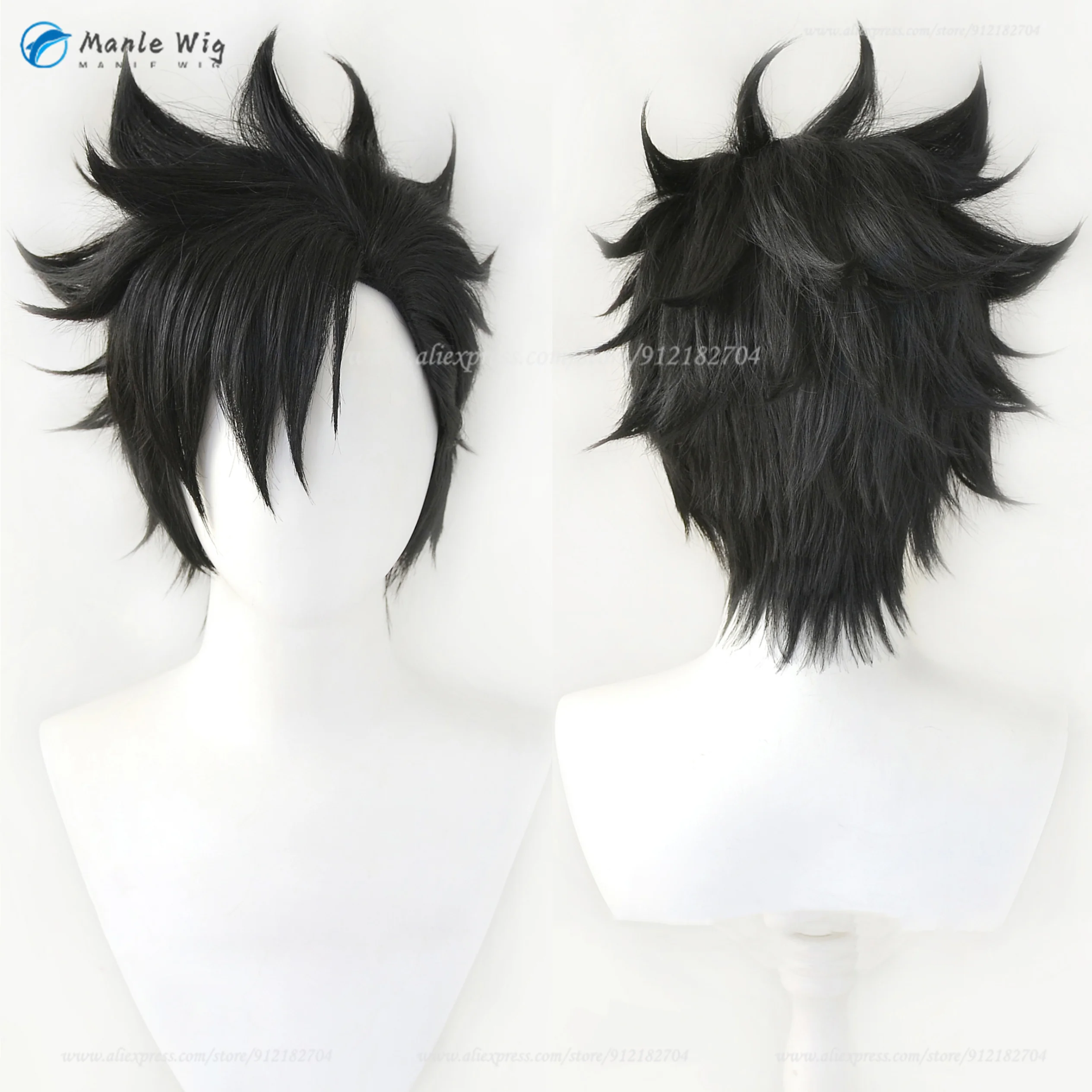 30cm Kuroo Tetsurou Kuroo Cosplay Wig Short Black Fluffy Anime Wigs Heat Resistant Synthetic Hair Halloween Party Wig