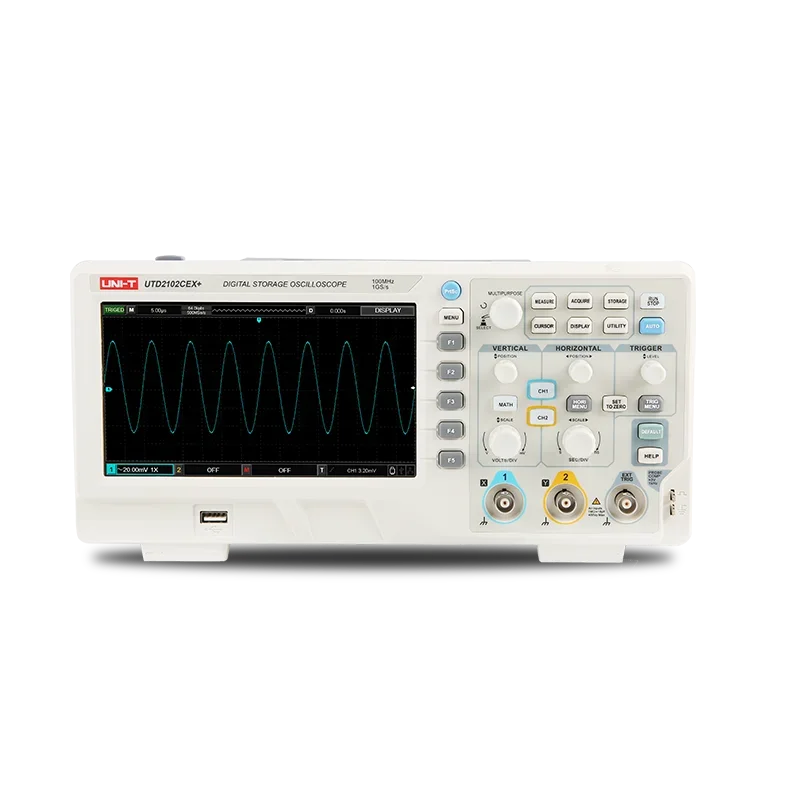 UNI-T UTD2102CEX+ Digital Desktop Storage Oscilloscope 100MHz Bandwidth 1GS/s Sample Rate USB Communication,