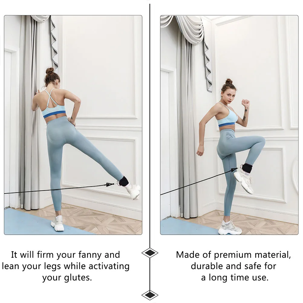 

1 Set Door Tension Rope Fitting Fitness Resistance Band Foot Ring Buckle Leg Training Ankle Elastic Band Hip Glute Activation