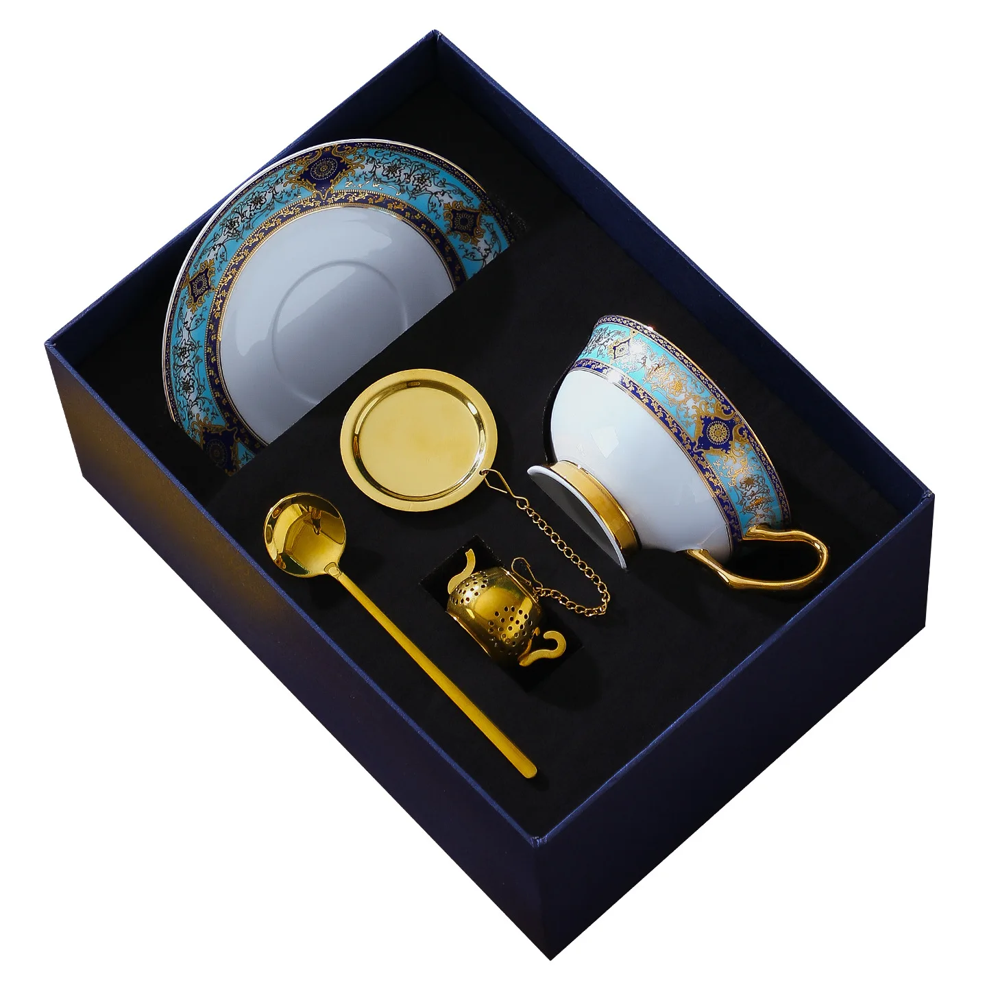 For Ceramic bone china coffee cup and saucer set retro tea cup high-end exquisite housewarming gift box