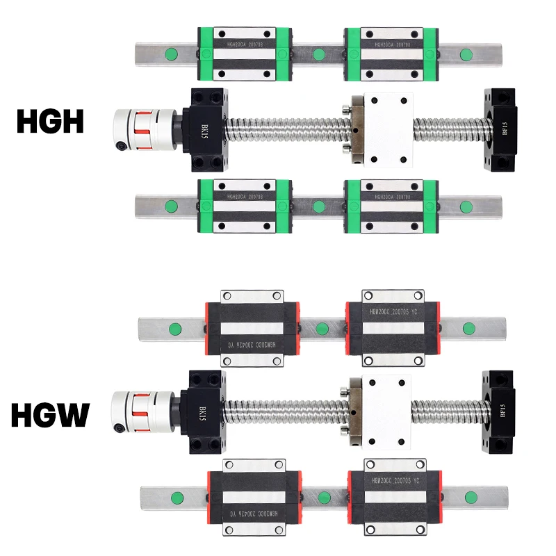 Imagem -02 - Guias Lineares Quadrados h Trilho Conjunto com Block h+ Bloco h h+ Parafuso de Esfera s5 mm Mais Actuator Atuador Linear Cnc