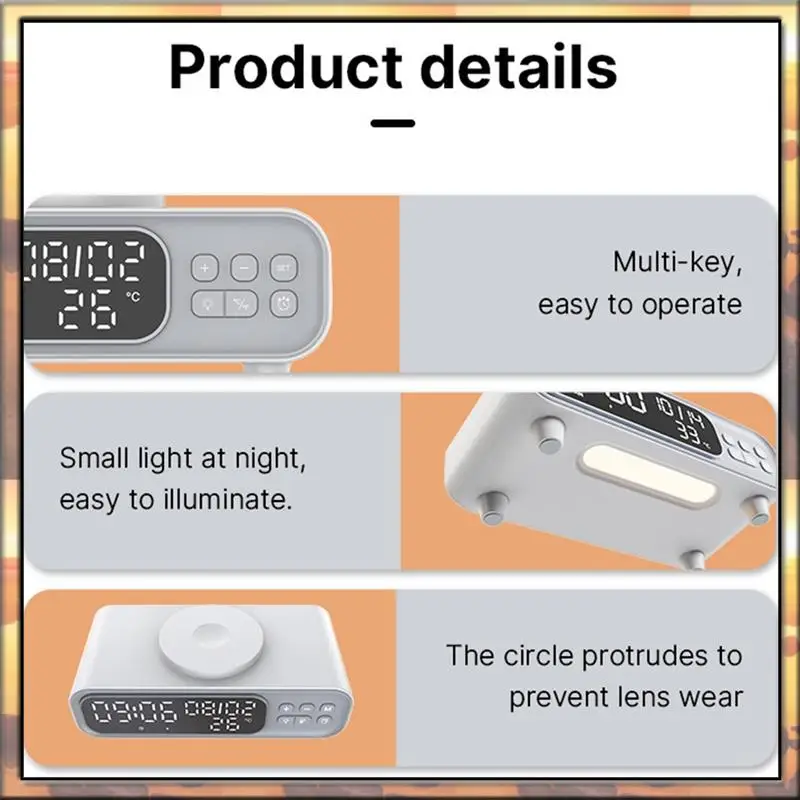 AS59 Fast Charging Station Wireless Charger Station Time Alarm Clock Earphone LED Night Light Phone