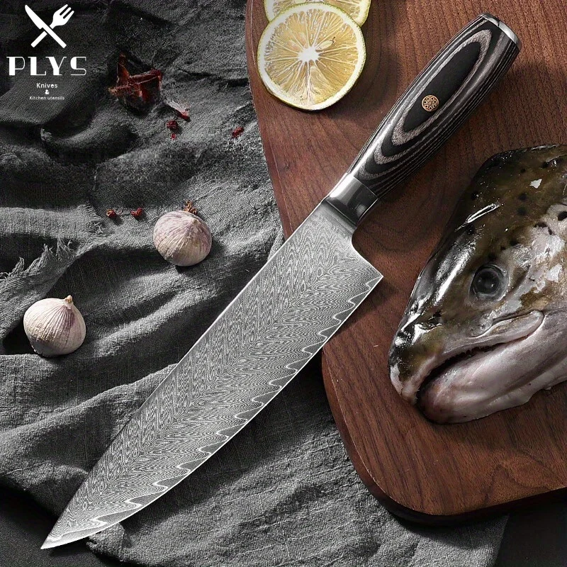 PLYS Damascus Chef's Knife Japanese Slicing Knife Fillet Knife Sharp Sashimi Cooking Knife Western Knife Damascus Knife