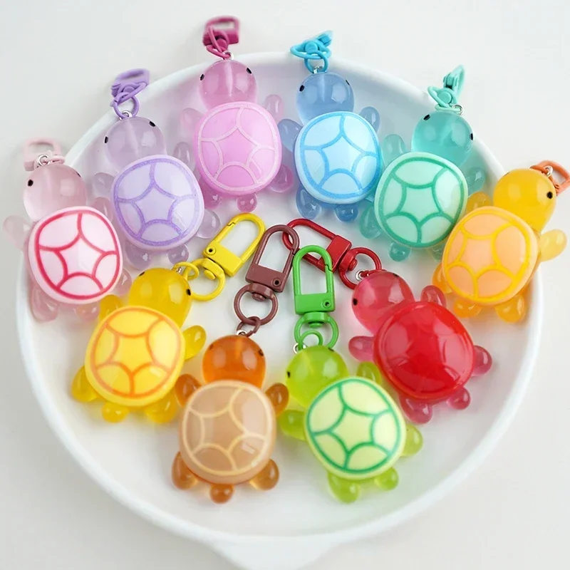 Cartoon Luminous Colored Turtle Pendant Keychain Resin Glow-in-the-dark Color Turtle Keyring Backpack Hangings Decoration Gifts