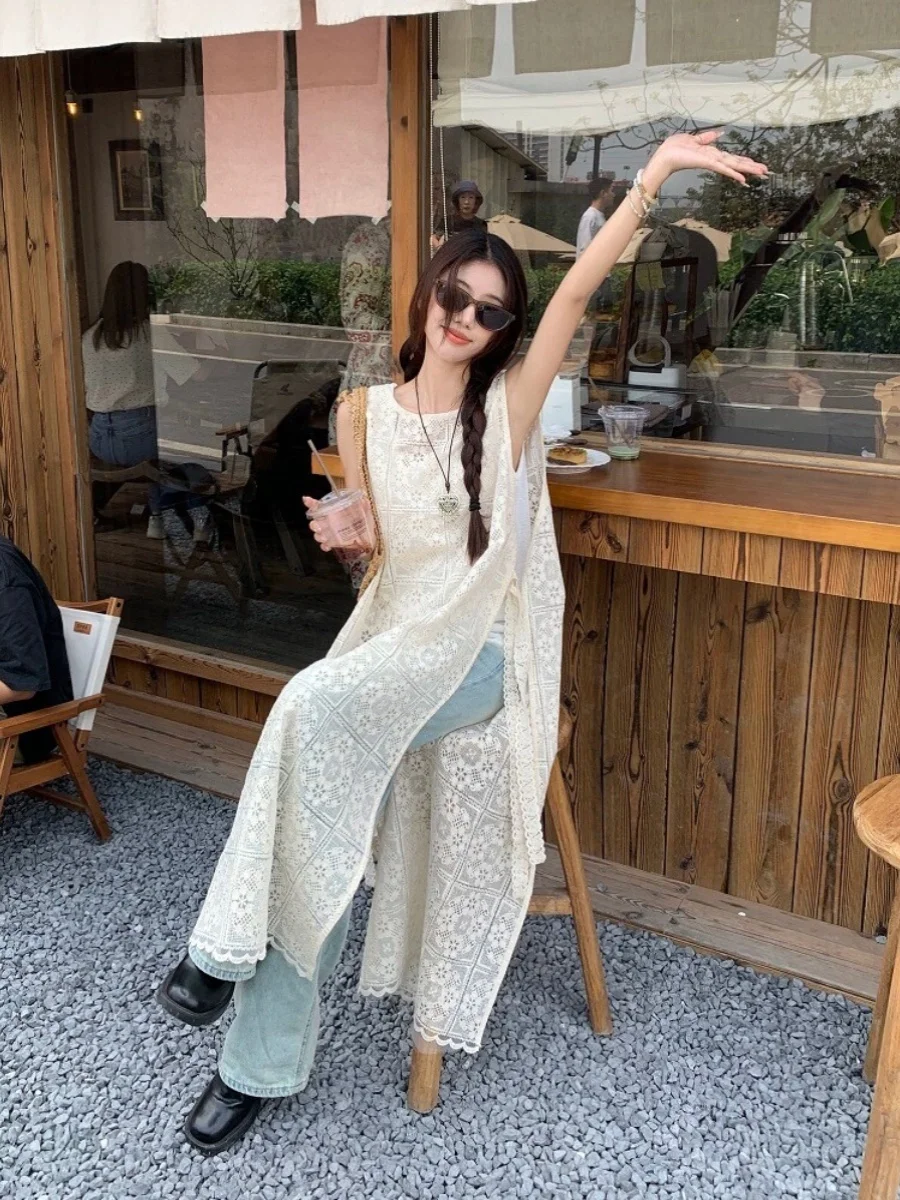 Csa Csola Cseta Cseta de Camadas Dupla Face com Cinto, Estilo Floresta Doce, Bordado Pesado, Renda Vazada, Artíst...