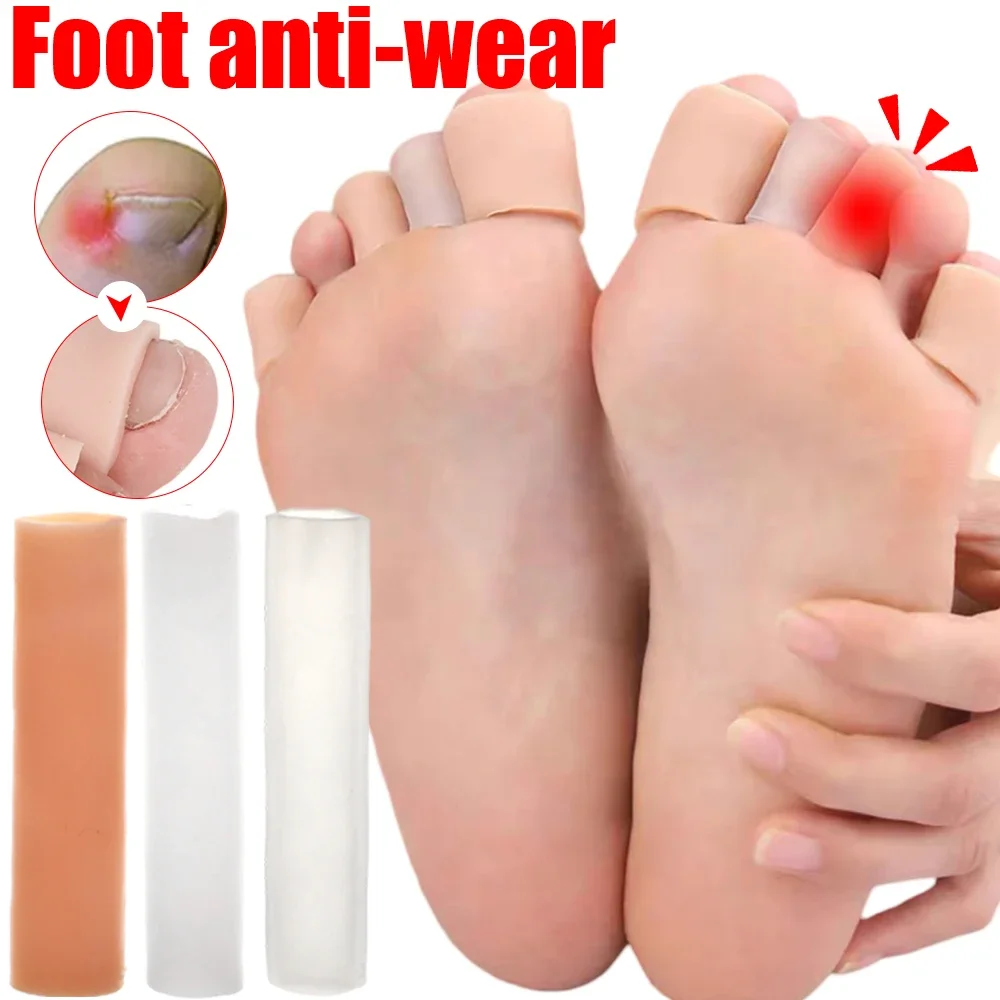 Soft Toe Protector Cover Silicone Foot Finger Care Pain Relief Comfortable Cutable Elastic Tube Bunion Blisters Pinkie Pedicure