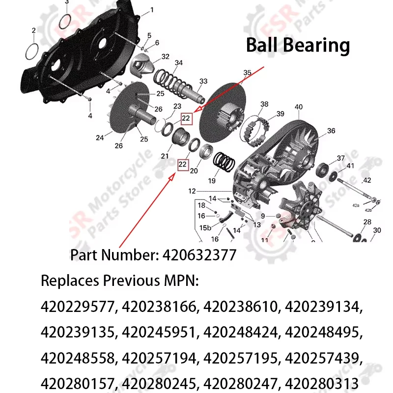 2pcs 6808 Ball Bearing,For Can-Am Commander Outlander Renegade Max T3 500 650 800 1000 Ski-Doo 900 1200 Quad Parts,P/N:420632377 - view 4