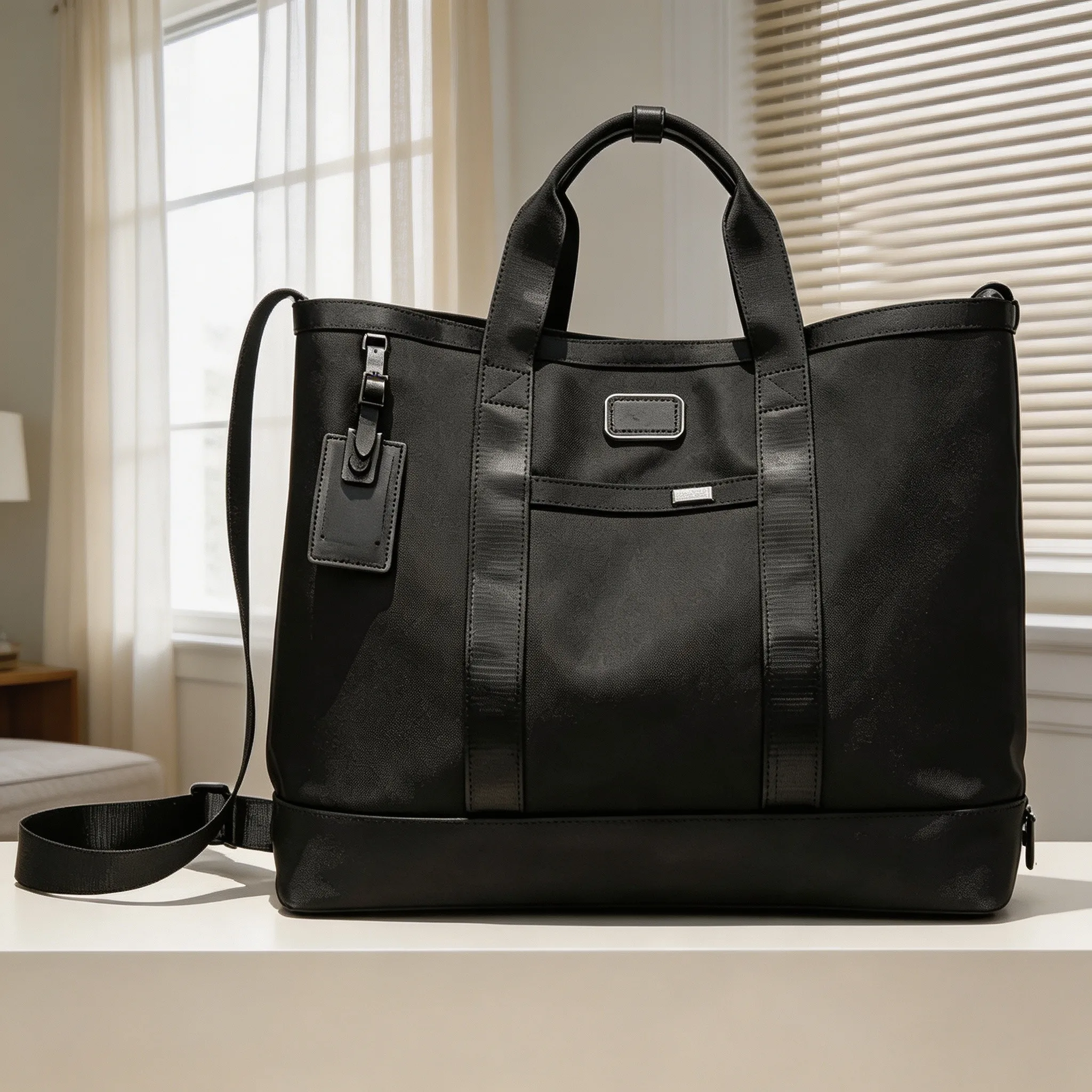 Ballistic Nylon Men Single‑Shoulder Tote Bag, Large‑Capacity Travel Handbag for Business Work & Weekend Getaway
