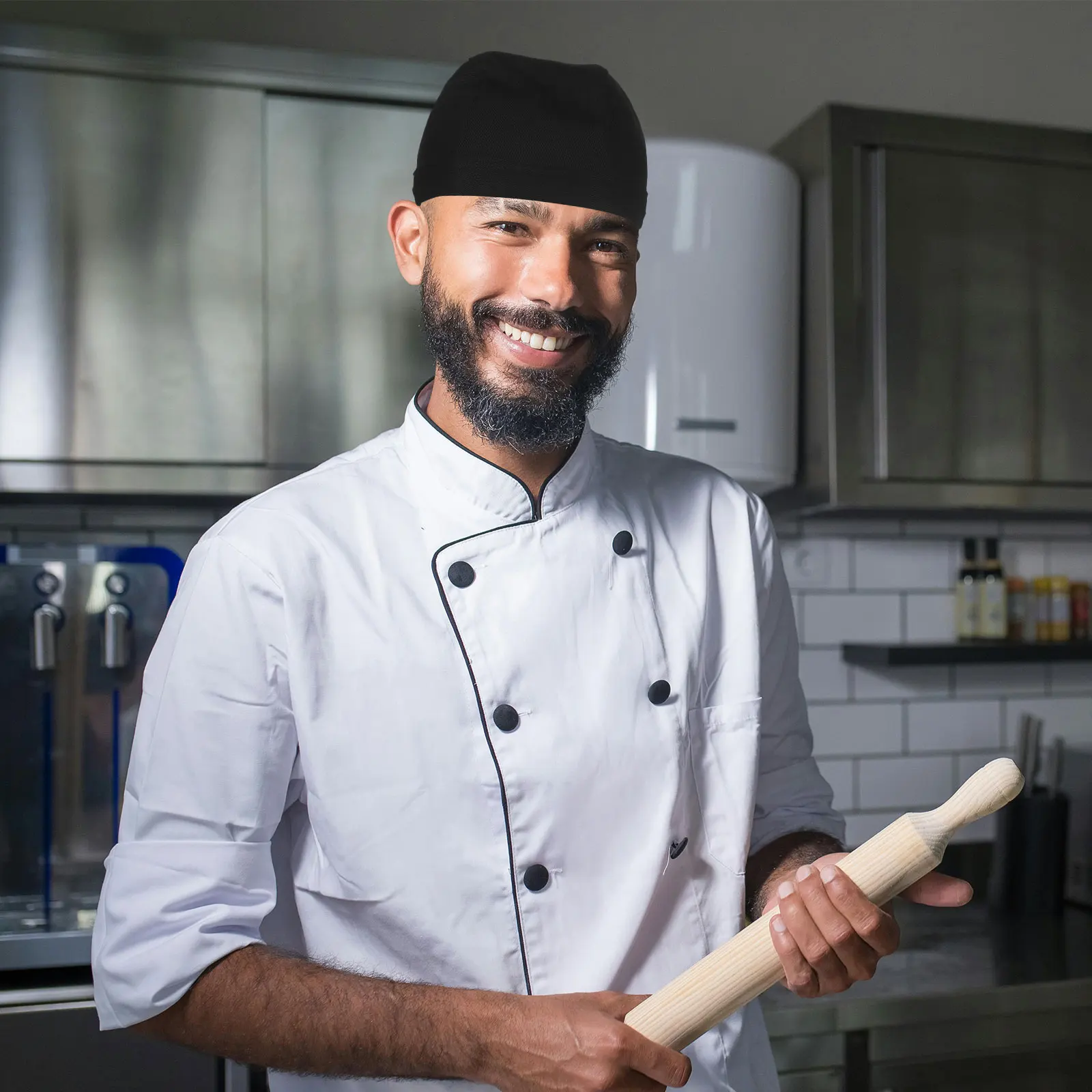 

Durable Comfortable Chef Hat Turban Kitchen Dining Café Barbecue Hair Loss Prevention Scalp Protection Wear-Resistant Premium