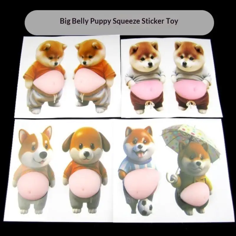 2pcs 3D Shiba Inu Stickers – Cute Orange Apparel Shiba Inu Stickers 3D Cute Chubby Shiba Inu (Design), Silicone Self-Adhesive