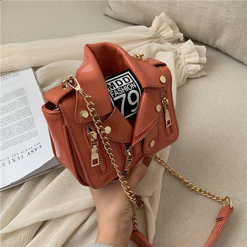 Oil jacket small suit bag Shoulder bags Women Patent Crossbody Bag Japan Jacket Shape Fashion Messenger Tote Shopping Handbags