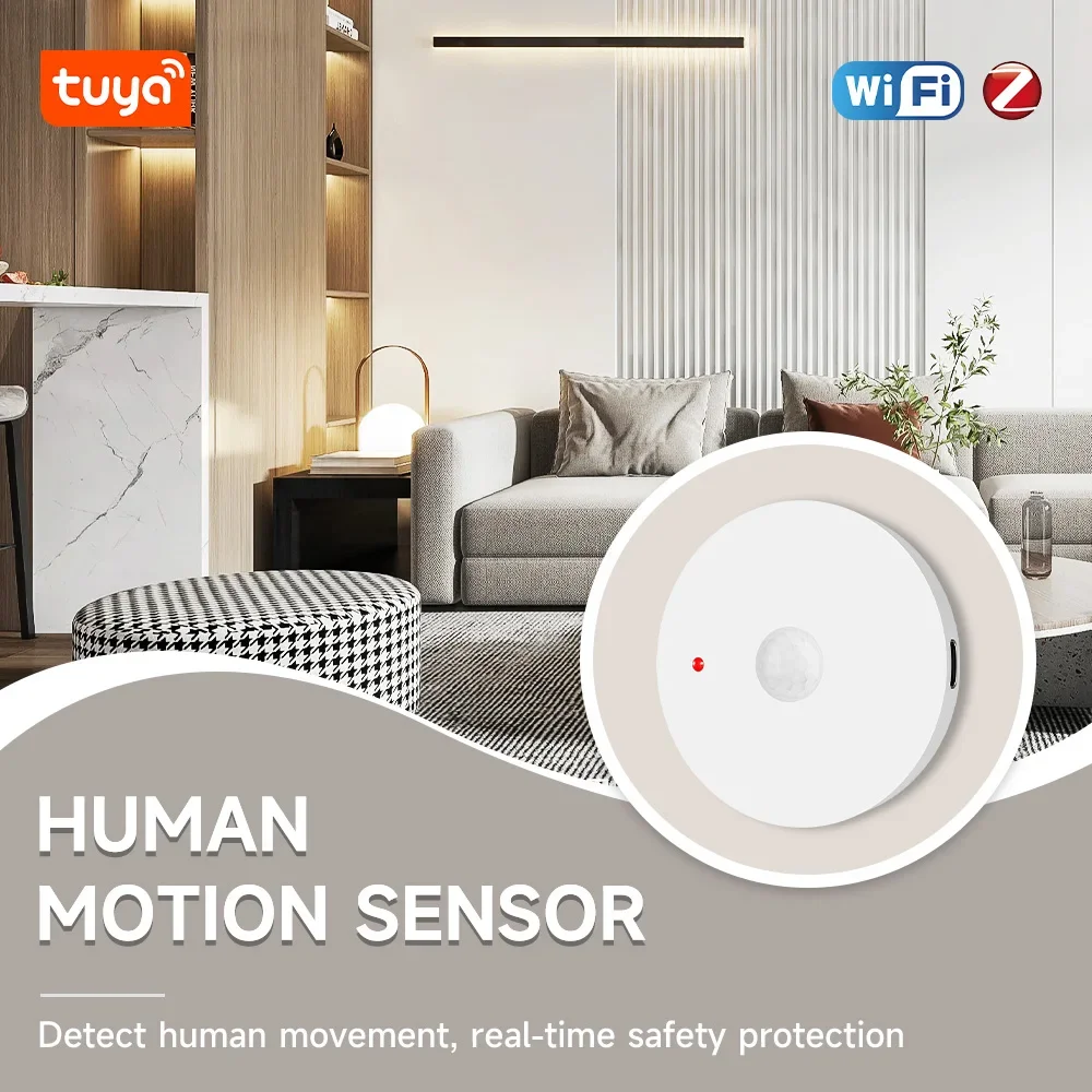 Tuya Wifi/Zigbee Menselijke bewegingssensor Detecteer menselijk lichaam PIR-beweging met Lux Veiligheidsbescherming Afstandsbediening Scènekoppeling